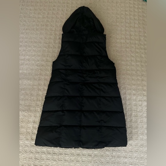 Kafuna Women's Longline Black Puffer Gilet Vest Hooded Quilted Sleeveless Medium - Picture 10 of 10